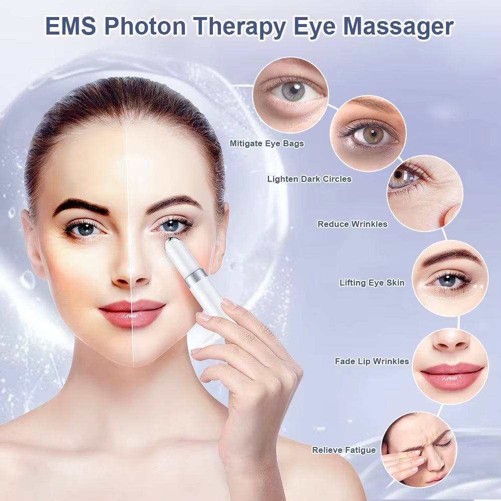 EMS Electric Eye Massager Microcurrent Skin Lifting Reduce Eye Wrinkles Remove Dark Circles Hot Vibration Beauty Device
