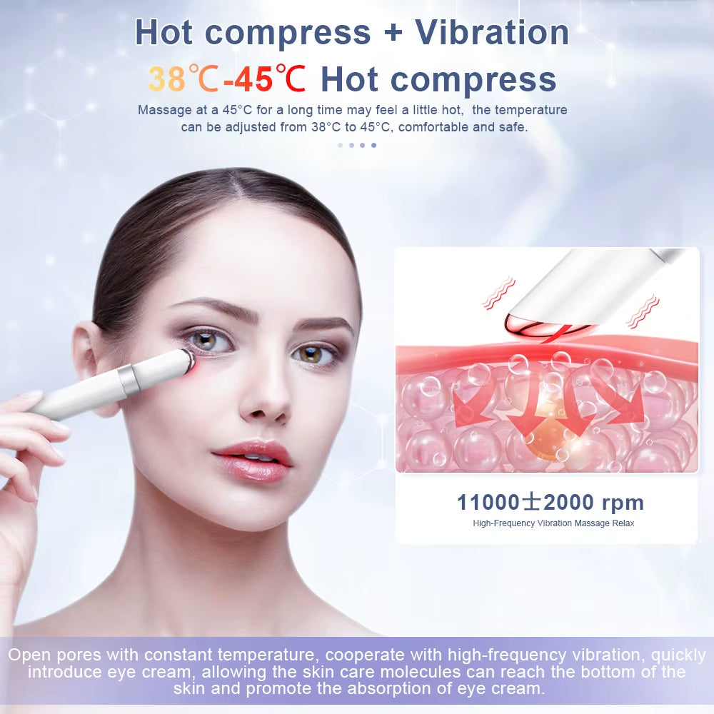 EMS Electric Eye Massager Microcurrent Skin Lifting Reduce Eye Wrinkles Remove Dark Circles Hot Vibration Beauty Device