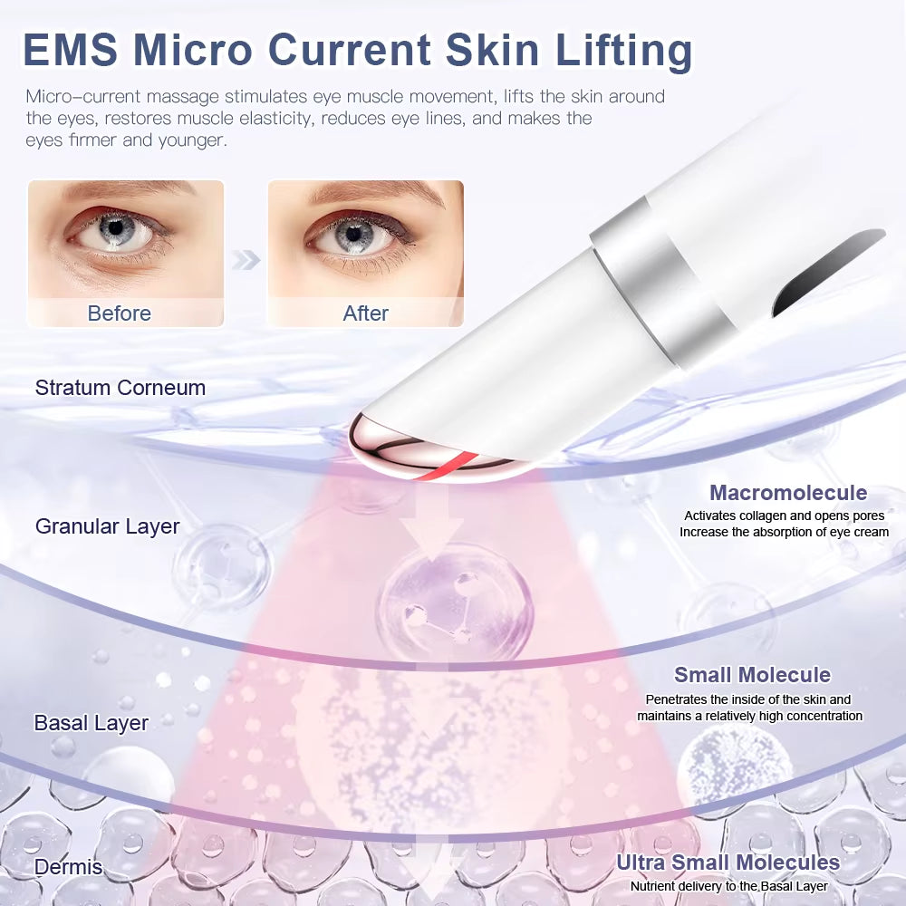 EMS Electric Eye Massager Microcurrent Skin Lifting Reduce Eye Wrinkles Remove Dark Circles Hot Vibration Beauty Device