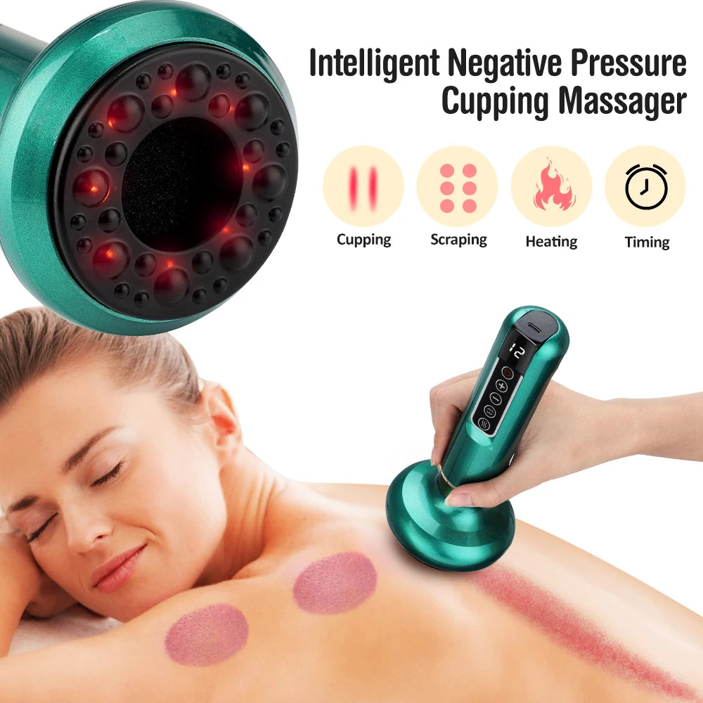 Chinese Electric Massager GuaSha Anti Cellulite Vacuum Suction Cup Beauty Health Scraping Infrared Heat Slimming Massage Thera