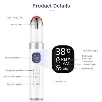 EMS Electric Eye Massager Microcurrent Skin Lifting Reduce Eye Wrinkles Remove Dark Circles Hot Vibration Beauty Device